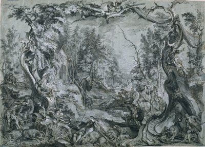 San Deicolus y el Jabalí, 1747-1748 de Johann Wolfgang Baumgartner