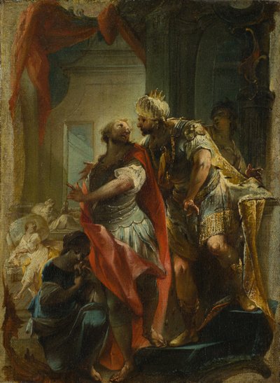 San Sansón con el emperador Justiniano, c.1750 de Johann Wolfgang Baumgartner