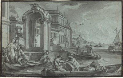 Fantasía Veneciana con un Arco Ornamental de Johann Wolfgang Baumgartner