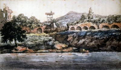 Vista del Tíber, acuarela de Goethe. Siglo XIX de Johann Wolfgang von Goethe