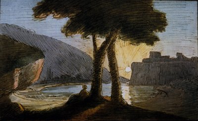 Atardecer en las ruinas romanas. Acuarela de Johann Wolfgang Von Goethe (1749-1832). Principios del siglo XIX de Johann Wolfgang von Goethe