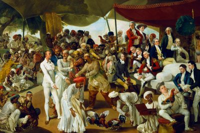 El Coronel Mordaunt observando una pelea de gallos en Lucknow, India, 1790 de Johan Joseph Zoffany