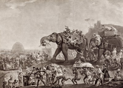 Embajada de Hyderbeck a Calcuta, del Visir de Oude, por vía de Patna, en el año 1788, para encontrarse con Lord Cornwallis, pub. c.1800 de Johan Joseph Zoffany