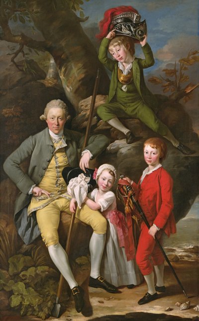 Henry Knight de Tythegston con sus tres hijos, c.1770 (óleo sobre lienzo) de Johann Zoffany