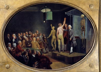 Conferencia de William Hunter (1718-1783), anatomista escocés en la Royal Academy. de Johann Zoffany