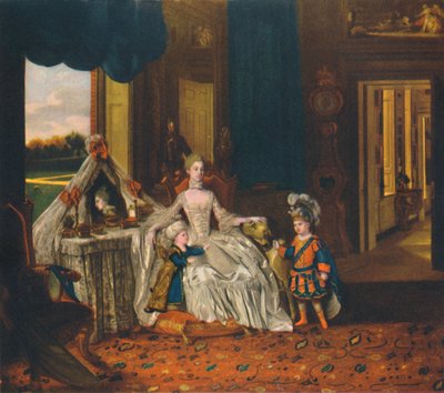 Reina Carlota en el Vestidor con el Príncipe y el Duque en Traje de Gala, c1766, 1948 de Johan Joseph Zoffany