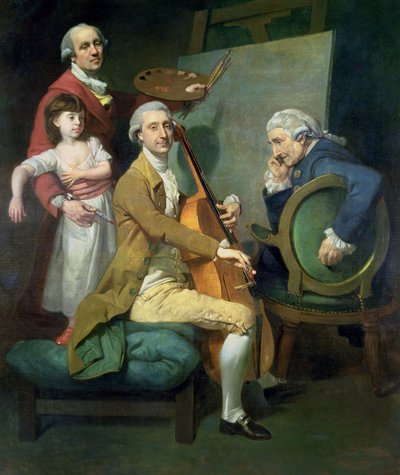 Autorretrato con su Hija, Maria Theresa (?) y Posiblemente Giacobbe y James Cervetto (?) c.1779 de Johann Zoffany