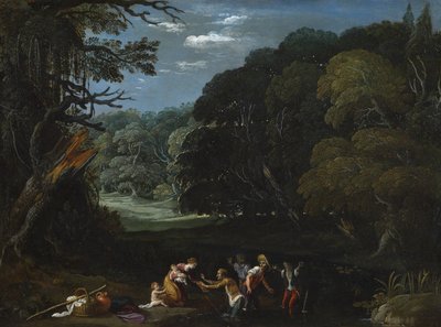 Latona transformando a los campesinos licios en ranas de Johann or Hans (attr.to) Konig