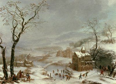 Escena de invierno cerca del río Flustal de Johann the Yngr. Dallinger von Dalling