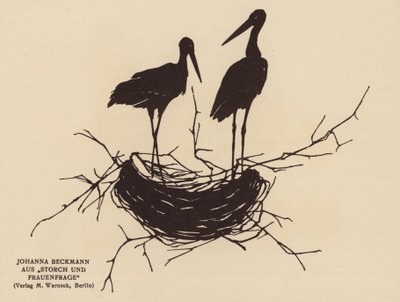 Silueta de un nido de cigüeñas (litografía) de Johanna Beckmann