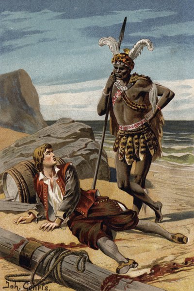 Ilustración de El holandés volador, o Der Fliegende Hollander (litografía en color) de Johannes (after) Gehrts
