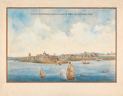 Nueva York desde el mar en el siglo XVII. de Johannes (after) Vingboons