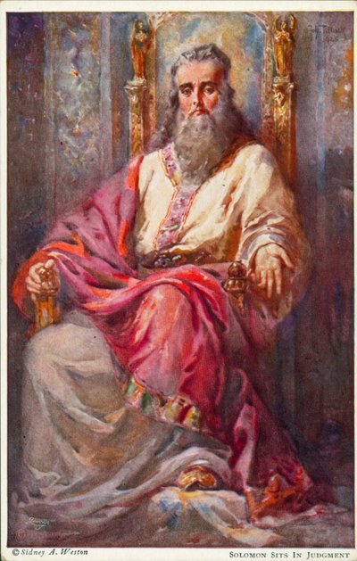 Salomón se sienta para juzgar (litografía en color) de Johannes Adolf Tillack