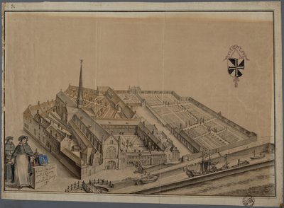 Monasterio de Predikheren en Brujas (acuarela y lápiz sobre papel) de Johannes Beerblock