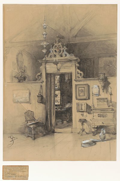 Puerta en el estudio de Bosbooms de Johannes Bosboom (signed by artist)