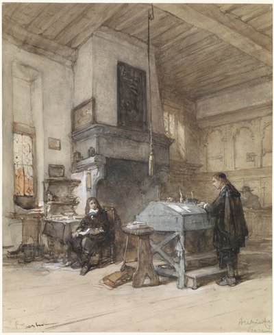 Archivos de Veere con figuras en traje del siglo XVII de Johannes Bosboom