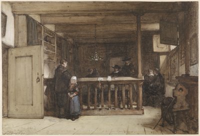Día de pago: La habitación del concejal en el Rechthuis de Nieuw-Loosdrecht, tapizada con figuras del siglo XVII de Johannes Bosboom