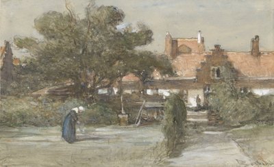 Patio del Heilige Geesthofje en el Palviljoensgracht de La Haya de Johannes Bosboom