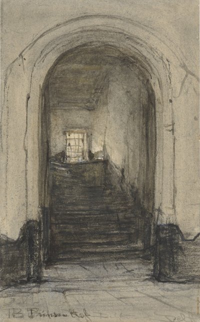 La escalera del Prinsenhof de Delft, donde fue asesinado el príncipe Guillermo I en 1584 de Johannes Bosboom