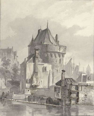 Vista de las Hoofdtoren en Hoorn de Johannes Bosboom
