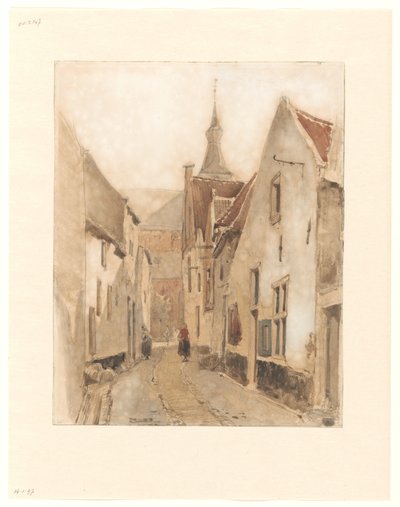 Vista desde Ridderstraat hacia Kerksteeg, Hattem de Johannes Bosboom