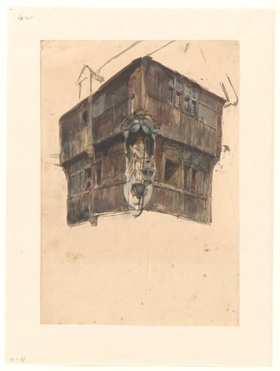 Estudio de la planta superior de una casa de esquina de Johannes Bosboom