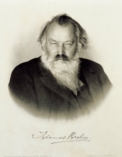 Alemania, retrato grabado del compositor, pianista y director alemán Johannes Brahms de Johannes Brahms