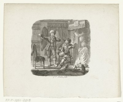 dos hombres, hablar, por, un, fuego de Johannes Christiaan Bendorp