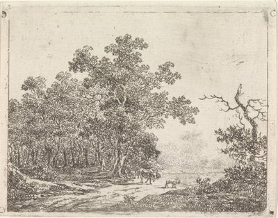 Paisaje con roble y ganado de Johannes Christiaan Janson