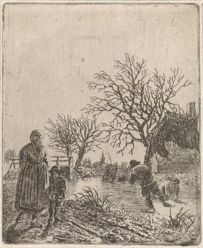 paisaje con patinadores de Johannes Christiaan Janson
