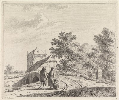 paisaje con puente de piedra de Johannes Christiaan Janson