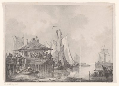 Multitudes en un puerto de Johannes Christiaan Schotel