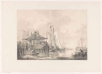 Multitudes en un puerto de Johannes Christiaan Schotel