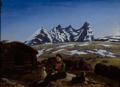 Tienda Skagastølstind (aceite a bordo) de Johannes Flintoe