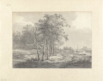 Paisaje con un camino a lo largo de un agua de Johannes Franciscus Christ