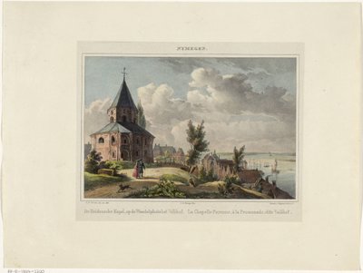 Capilla de San Nicolás en Nijmegen El Hedensche Kapel, en el paseo de Valkhof. La Chapelle Payenne, à la Promenade, dit Valkhof (título sobre el objeto) Nymegen. (título de la serie en el objeto) de Johannes Franciscus Christ