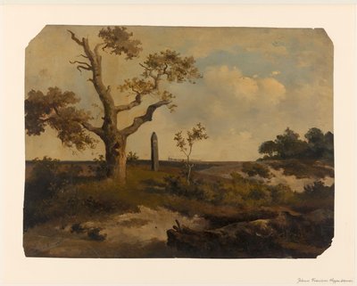 Paisaje con tren por delante de Johannes Franciscus Hoppenbrouwers (signed by artist)
