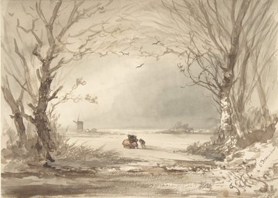 Un paisaje de invierno de Johannes Franciscus Hoppenbrouwers