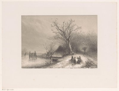 Escena invernal con trineo sobre hielo de Johannes Franciscus Hoppenbrouwers