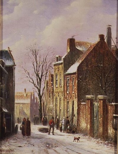 Escena de calle en invierno de Johannes Franciscus Spohler