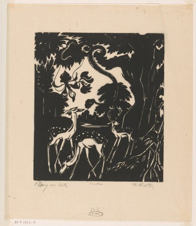 Slang met herten (título original en el objeto) de Johannes Frederik Engelbert ten Klooster (signed by artist)