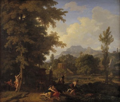 Paisaje clásico con Diana (?) y sus ninfas de Johannes Glauber
