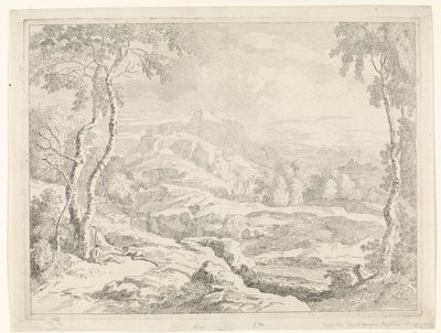 paisaje con pastores Paisajes después de Gaspar Poussin (título de la serie) de Johannes Glauber