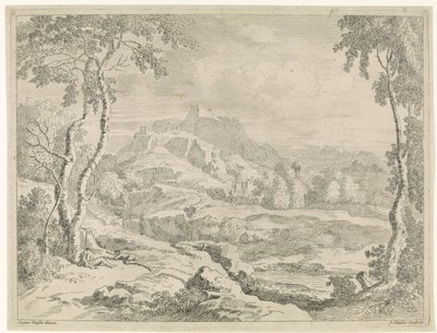 paisaje con pastores Paisajes después de Gaspar Poussin (título de la serie) de Johannes Glauber