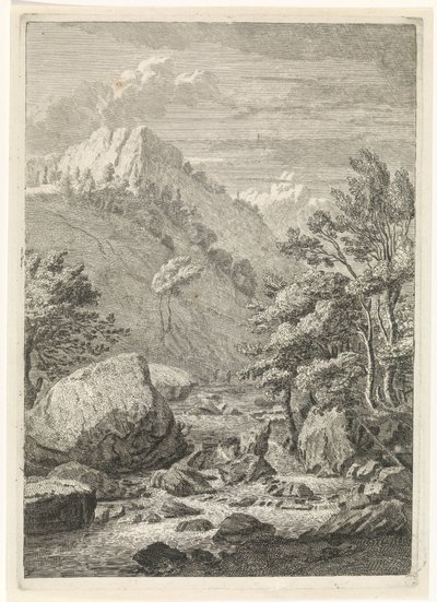 Barranco con una amplia cascada Paisajes en las montañas de Chartreuzer (título de la serie) de Johannes Glauber