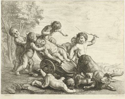 Putti con carro de cabras de Johannes Gronsveld