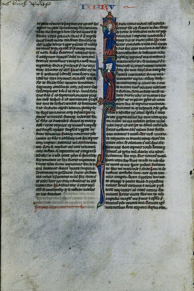 Inicial I con Elimelec y Noemí: Hoja de una Biblia Latina 1 de 2 Hojas Excisas, c. 1250 de Johannes Grusch Atelier