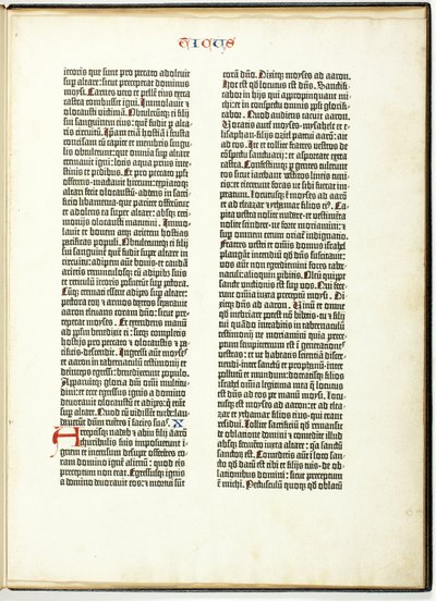 Hoja de la Biblia Gutenberg de Johannes Gutenberg