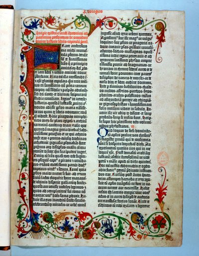 Página de una Biblia de Gutenberg, 1455 de Johannes Gutenberg