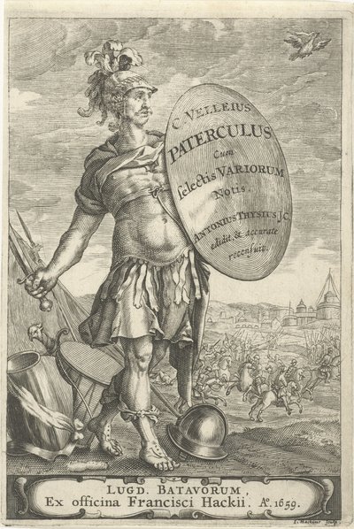 Romeinse krijgsman voor een slagveld Página de título para Caius Velleius Paterculus con Selectes Variorum Notis, 1659 de Johannes Hackius